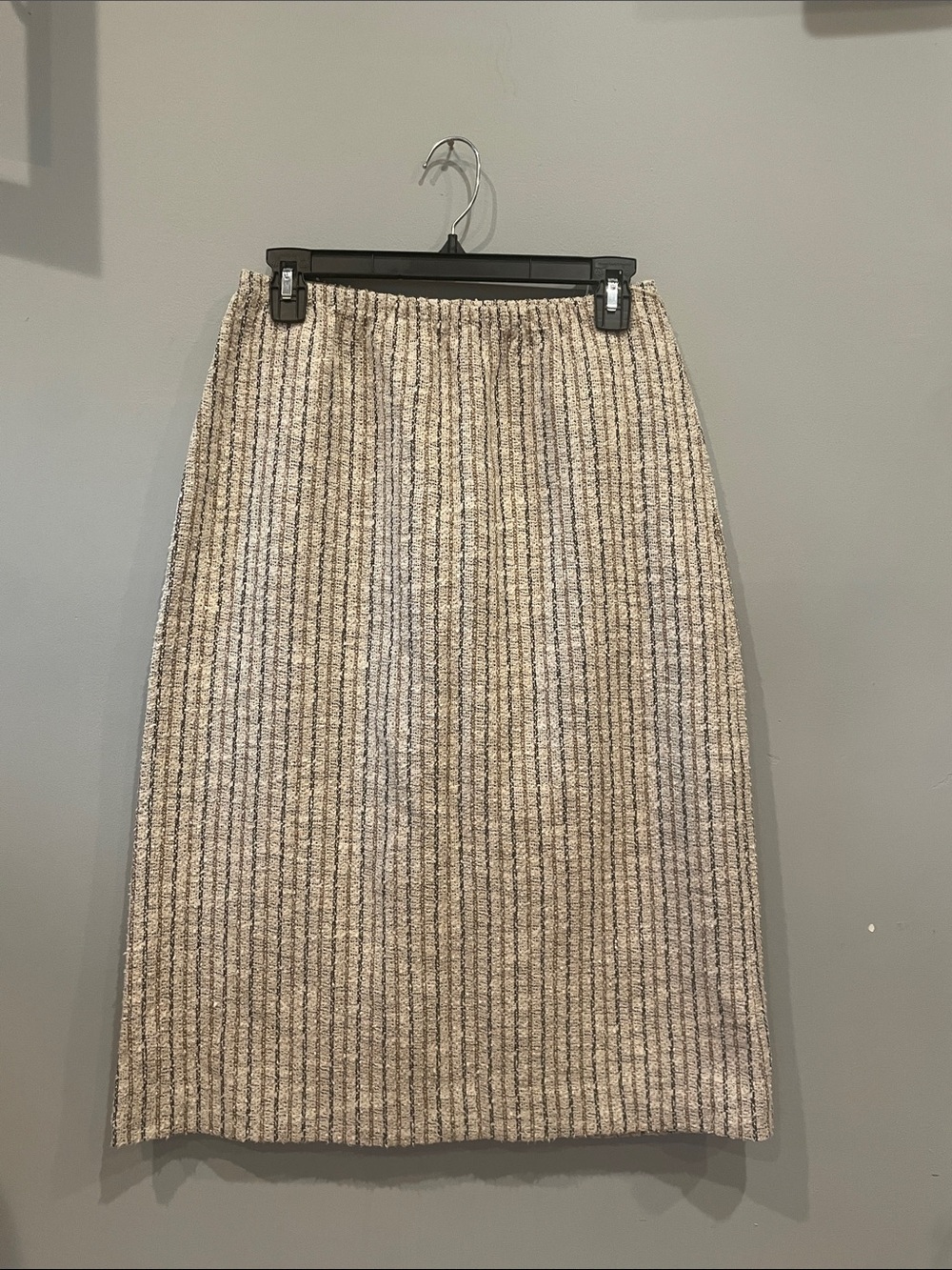 Vintage beige and white blend stripe midi skirt